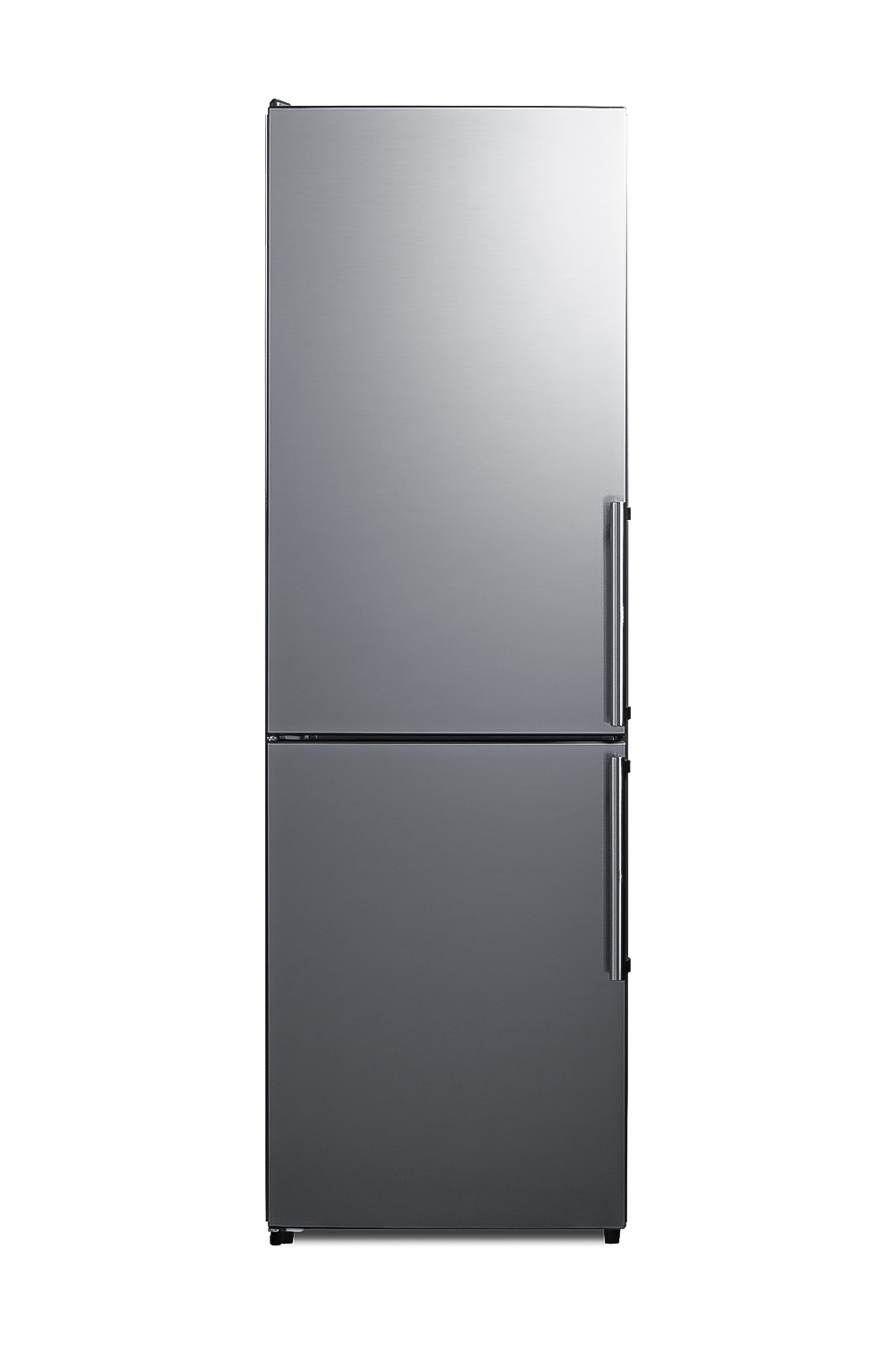 ENERGY STAR certified bottom freezer refrigerator in a stainless steel look with digital controls and a counter depth fit